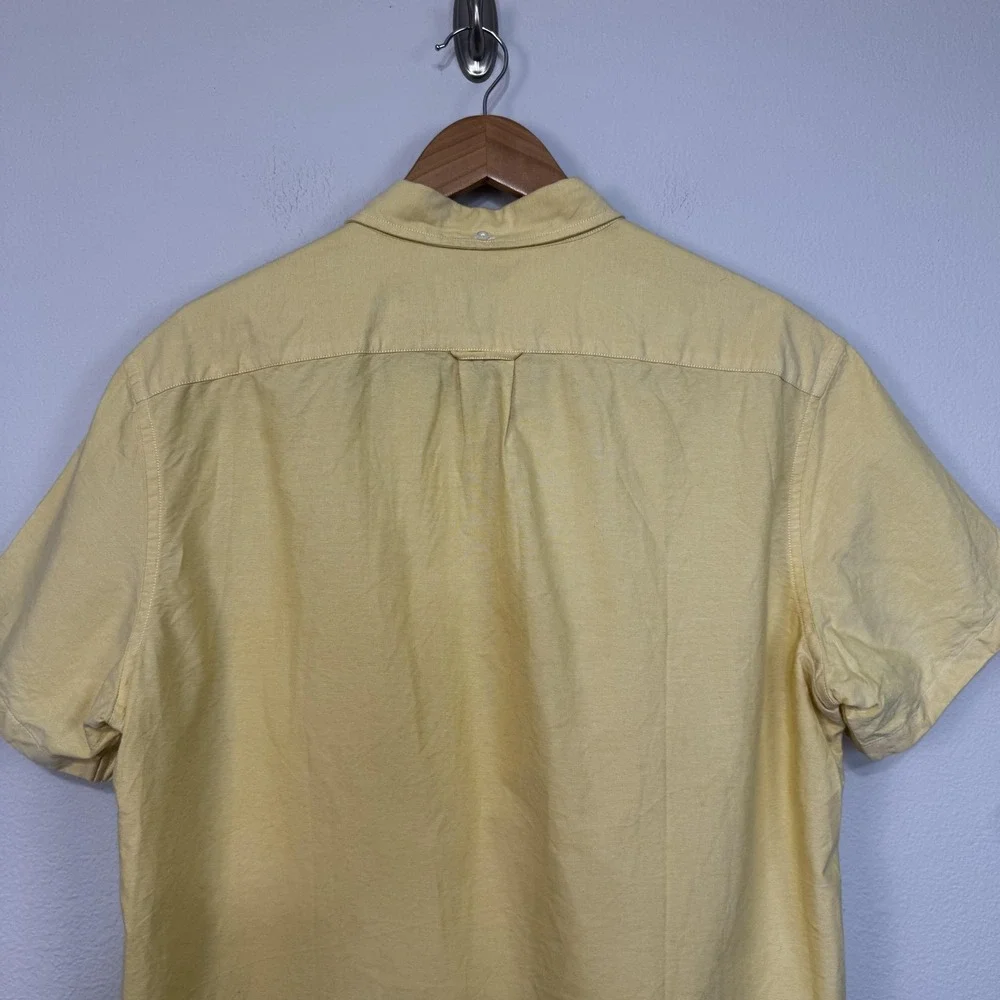 J.Crew Shirt Mens Large Yellow Lightweight Oxford Slim Button Down Short Sleeve - Picture 6 of 13
